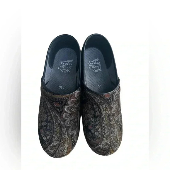 Dansko Vegan Tapestry EU38 Boho Hippie Velvet Paisley Earthy Tones Slip On Clogs - Picture 6 of 14